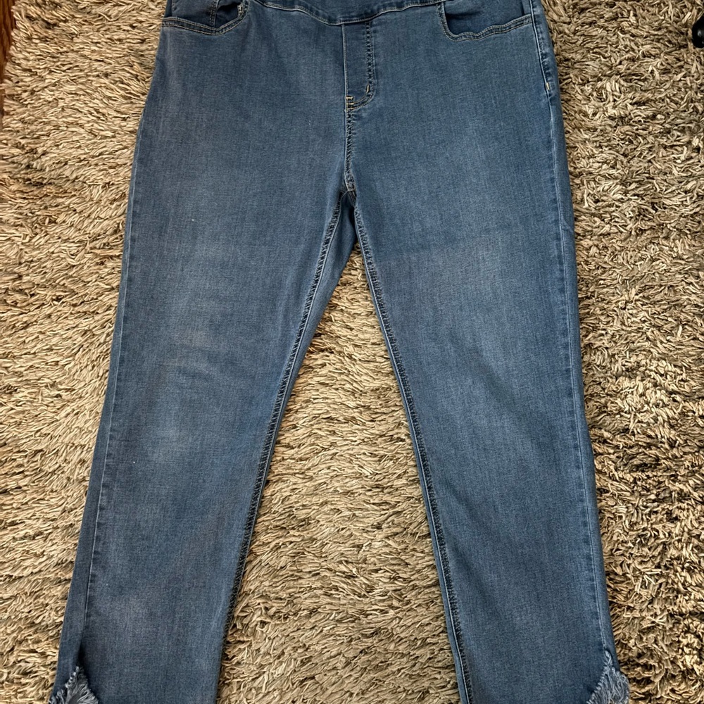 Ethyl pull on fringe jeans